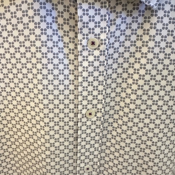 TED BAKER Men White-Gray Patterned short sleeve preppy button career Shirt 4 - Picture 3 of 10